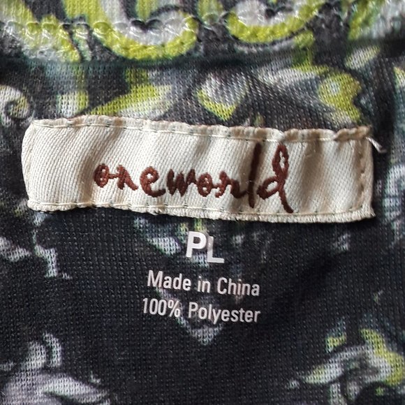 One World PL Gray/Green Stretch Pullover Top - Picture 4 of 4